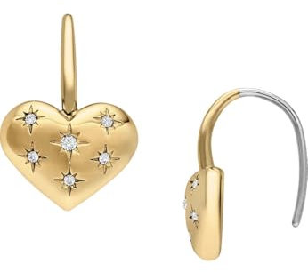 Fossil Damen Ohrringe aus Edelstahl oder Halbedelstein mit Ohrhaken oder Drahtverschluss, Gelbgold
