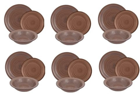 Servizio Piatti per 6 Persone in stoneware 18 pezzi per Lavastoviglie modello (marrone)