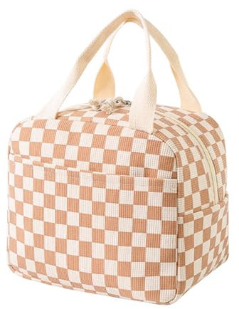 WYSUMMER Bolsa de almuerzo, bolso térmico para mujeres, bolsa refrigerada de lonchera térmica de pana, bolsa de almuerzo para adultos (Red de café)