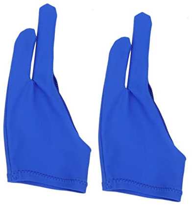 WEKAMOS 2Pcs Two Finger Drawing Gloves Fouling Sketch Gloves Blue for Tablet Painting Comfortable and Breathable Artist's Glove Reduces Friction for Smooth Drawing