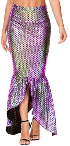 Arankhiger Damen Meerjungfrau Kostüm Karneval Glänzend Meerjungfrauenflosse Rock Mermaid Partykleid