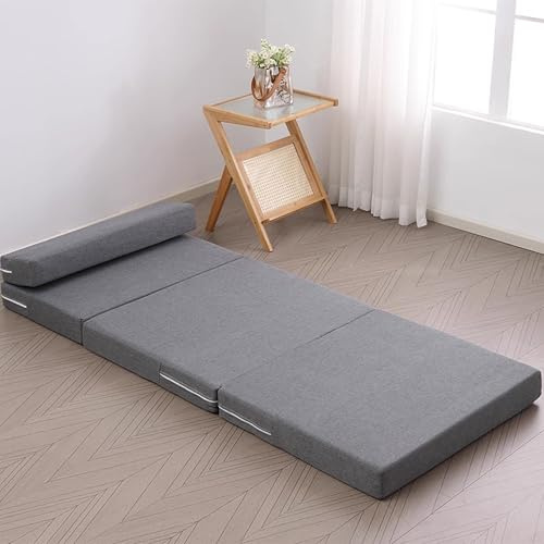 Faltbare Matratze mit abnehmbarem Bezug, tragbare Isomatte für Meditation, Yoga, Kinder, Gäste, Wohnzimmer, Reisen, Auto, Camping (200 x 100 cm)