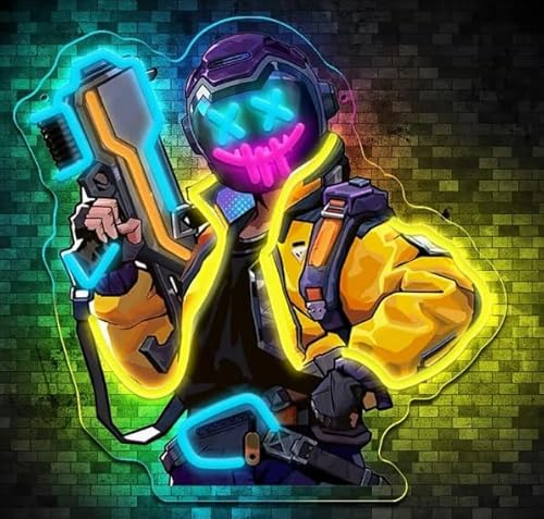 Joker Gamer Enseigne Lumineuse,Anime Gaming Neon LED Eclairage Décorations pour Salle de Jeux Chambre Ado Bar Club Man Cave Party,Game Dimmable Neon Mural Cadeau pour Gamer Ado USB Powered(13*13.2)
