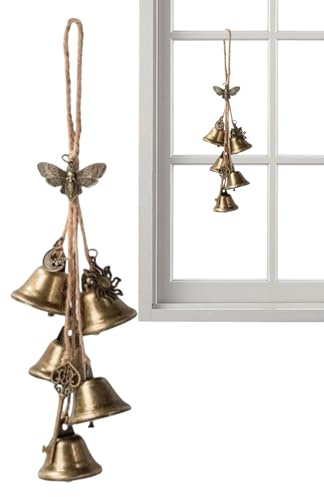 Pomello per porta con campanelle da strega, rustico, in ferro, 80 g, decorazione per charm, copertura per pomello Jingle, elegante pulizia dell'energia negativa, eleganti campane da appendere