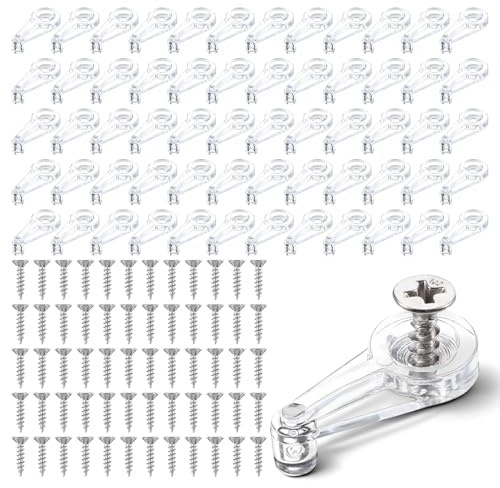 60 PCS Glass Retainer Clips, Acrylic Clear Glass Panel Retainer Clips with Screws, Cabinet Door Mirror Panel Retainer Clip for Mirrors, Cabinets, Doors Windows