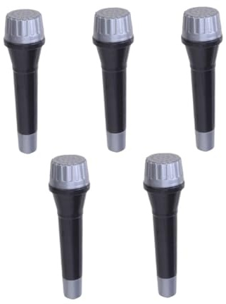 Veemoon Lot de 5 Microphones Jouets Éducatifs Simulés en Plastique Noir, Micro pour Garçon et Filles, Accessoire Ludique pour Fêtes, Karaoké et Jeux D’Anniversaire, Microphone Garçon