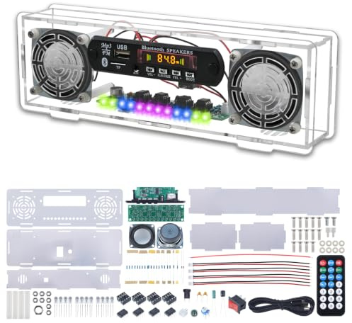 DIY Bluetooth Speaker & FM Radio Soldering Kit | Music Spectrum Lights, 3W+3W Stereo Sound, Digital Display, Multiple Audio Inputs & Hands-On Electronics Project Experience