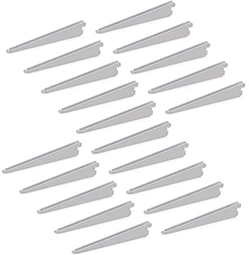 Emuca 7908812 Supponti per mensola con profilo cremagliera doppia perforazione passo 32mm, Bianco, 320mm, Set di 20 pezzi