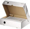 Leitz easyboxx Archiv-Klappschachtel, 80 mm Rückenbreite, Aktenkarton A4, Boxen zur Aufbewahrung mit Deckel an der Oberseite, Lagerbox mit geometrischem Design, 25 Stück, Weiß/Grau, 61340000