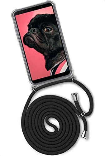 ONEFLOW Twist Case – Handyhülle mit Band für Samsung Galaxy A7 (2018) - Handykette zum Umhängen, Hülle mit Kette abnehmbar, Handy Umhängeband, Schutzhülle und Kordel – Schwarz