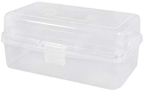 Rayher Caja de herramientas transparente, con asa y cierre de clip, 3 pisos, 31x17x15 cm, 39573000