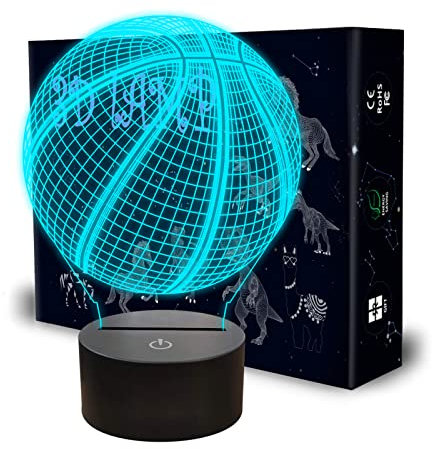 Llamaababie Lampada da basket 3D con illusione 3D, regalo di compleanno, 7 colori che cambiano le lampade a LED con Smart Touch, per gli amanti dello sport NBA per bambini, ragazzi e ragazze e