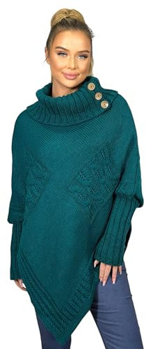 Mississhop Poncho Strick Sweatshirt Pullover Umhang Überwurf 30-01 Petrol