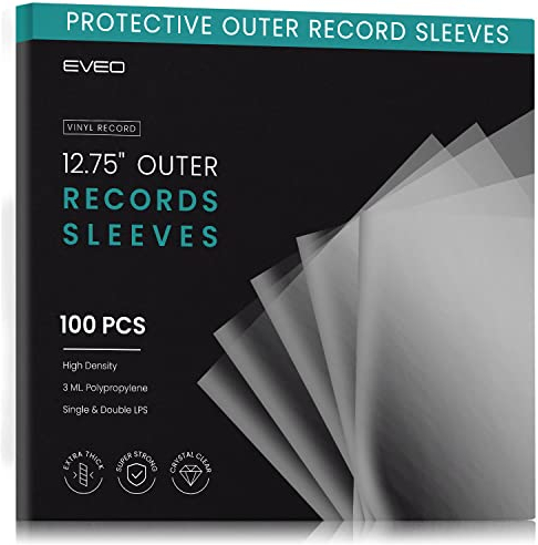 100 Schallplattenhüllen für Vinyl-Schallplatten, kristallklare und hochwertige Vinyl-Schallplatten-Aufbewahrung, Schallplattenaufbewahrung für Einzel- und Doppel-LP-Albumhüllen – dickes Vinyl, 3 mm