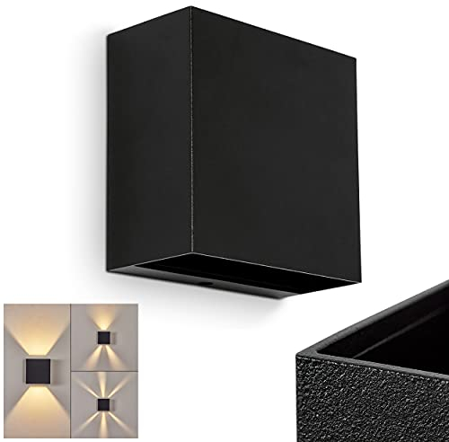 LED Außenwandleuchte Spidern, moderne Außenlampe aus Metall in Schwarz, eckige Wandlampe mit Up & Down Lichteffekt, Effekt lässt sich individuell ändern, 1 x LED 10 Watt, 3000 Kelvin, 400 Lumen, IP54