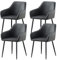 AINPECCA Set of 4 Faux Leather Dining Chairs PU Upholstered Seat with Metal Legs (FPU Grey, 4)