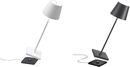 Zafferano Poldina Pro Kabellose LED-Tischlampe Wiederaufladbar Touch-Dimmer 2700-3000K - Kabelloses Aufladen, Dunkelgrau & Poldina Pro Kabellose LED-Tischlampe Wiederaufladbar Touch-Dimmer Weiß