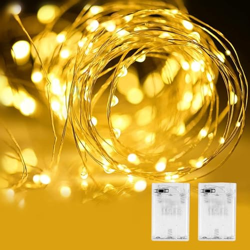 TEOPHA Fairy Lights Battery Operated, 2 PCS 3M/9.8 ft 30 LEDs Micro String Lights Perfect Decoration for Christmas, Party, Bottle, Jar (Warm White)
