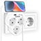 Enchufe de Pared 4000W, Regletas Enchufes con 3 Tomas de CA y 2 USB Puertos, Adaptador Triple Enchufe Multiple Compatible con Móvil y Pad, Hogar, Oficina y Viaje