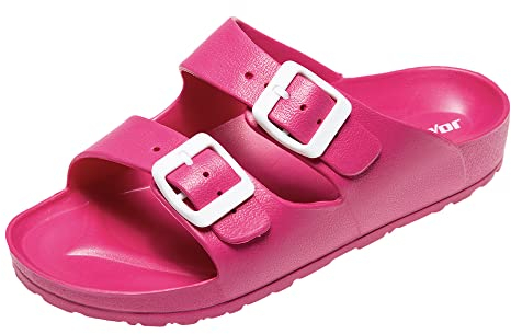 JOMIX Ciabatte Donna Estive Casa Comode Gomma Pantofole Mare Piscina Spiaggia Doccia Plastica Doppia Fascia SD2211 (D fuxia, 38)