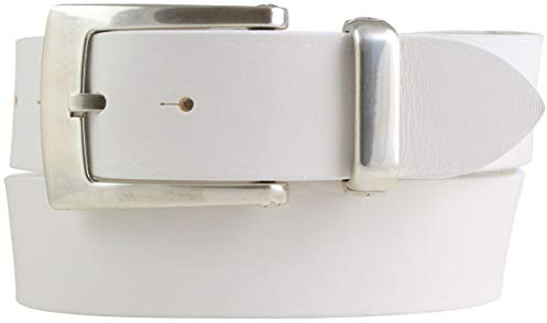 BELTINGER Designer-Gürtel aus Vollrindleder mit Metall-Schlaufe 4 cm | Jeans-Gürtel für Damen Herren 40mm | Weiß 105cm
