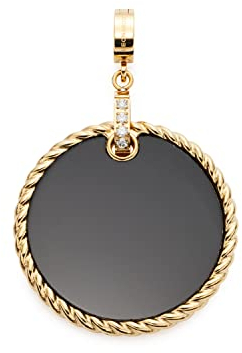 Leonardo Jewels Clip&Mix Ginella Anhänger aus Edelstahl, großer runder Ketten-Anhänger mit schwarzem Onyx und Zirkonia gold, Damenschmuck, 022200