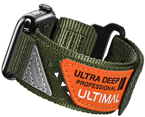 ULTIMAL Kompatibel Mit Apple Watch Armband 46mm 45mm 44mm,Klettverschluss-Design,Robustes Nylon Woven Loop Armband, Hohlraum-Design, Für Apple Watch 10 9 8 7 6 5 4 Se (Grün)