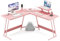 VICTONE Scrivania angolare per computer a forma di L, 130 cm, per casa e PC, postazione di lavoro per ufficio con grande supporto per monitor, tavolo salvaspazio (rosa)