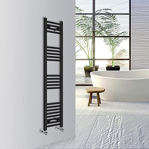 Warmehaus Straight Bathroom Heated Towel Rail Warmer 1400x300mm Black | Central Heating Bathroom Ladder Radiator, 1.5mm Premium Mild Steel, Wall Mounted, Durable Finish, For Kitchen, Living Room