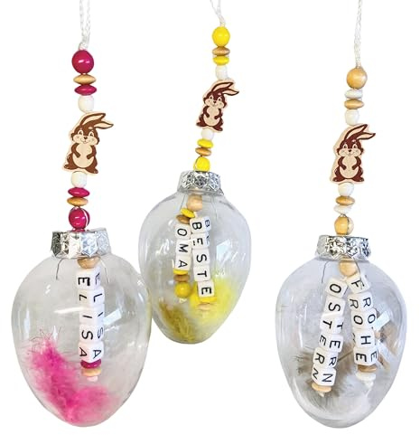 Osterei mit Name personalisiert - freie Farb und Motivwahl - Dekoration für Ostern - ca. 9cm - Osterschmuck Kunststoff Plastik Ostereier