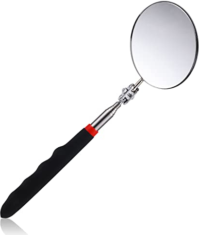 Teleskop-Inspektionsspiegel, Kreisförmig Teleskop Spiegel Werkzeug mit Verlängertem Griff Inspektionsspiegel für Werkzeugmaschinen zur Überprüfung des Fahrzeugzustands (26~75cm Griff)