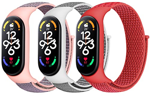 Bcuckood Nylon Armband kompatibel mit Xiaomi Mi Band 7/6/5/4/3 /Amazfit Band 5, verstellbares atmungsaktives Sport Nylon Schlaufen Ersatzarmband für Xiaomi Mi Band 7 6 5 NFC für Männer und Frauen