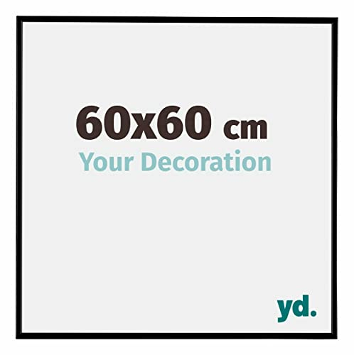 yd. Your Decoration - Bilderrahmen 60x60 cm - Schwarz Matt - Bilderrahmen aus Kunststoff mit Acrylglas - 60x60 Rahmen - Evreux