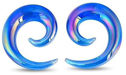 Longbeauty 1 Paar Glas Dehn Spirale Ohr Dehnstab Dehnungsstab Dehnschnecke Dehnsichel Piercing Tapers Expander Plug Tunnel Ohrstecker, Stil C, 6mm