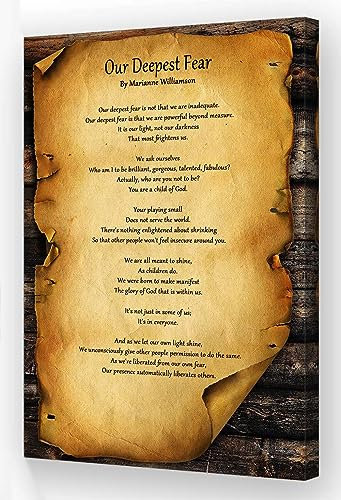 Our Deepest Fear Zitat, gerahmt, inspirierendes Poster, Vintage-Gedicht, Wandkunst, moderne Bilder, Drucke (30,5 x 45,7 cm, gerahmt)