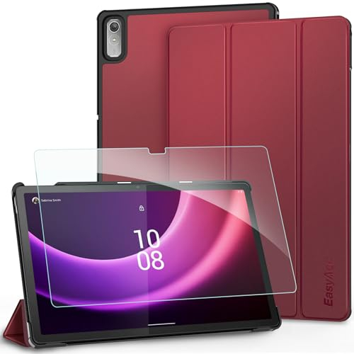 EasyAcc Funda para Lenovo Tab P11 (2nd Gen) 11.5 TB350FU/TB350XU 2022 con Película Protectora, Funda Ultrafina con Función de Soporte, Función Auto Sleep Wake Up, Vino Tinto