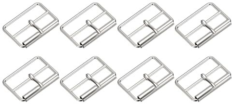QUARKZMAN 8 Stück Metall-Rollenschnallen, 30 mm (1,2) Triglides Schieber beweglicher Riegel Gurtversteller Rechteck Keeper für Taschen Lederhandwerk (Silberton)