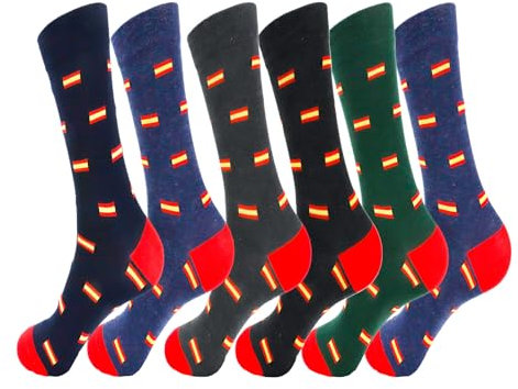 various Calcetines Hombre Estanpados Divertidos y Casuales de Algodón con diversos Diseños España a la moda para Hombre 6 Pares Talla 40-46