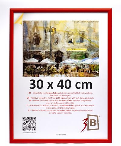 3-B Cadre de l'image MAUI - Rouge - 30x40 cm - cadre photo en bois avec verre acrylique