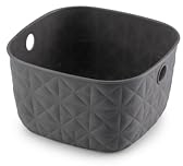 CURVER Aufbewahrungskorb Softex 3L – Elegantes Design – leicht, stapelbar und praktisch – 100% recycelt – 19 x 19 x 11 cm – Grau