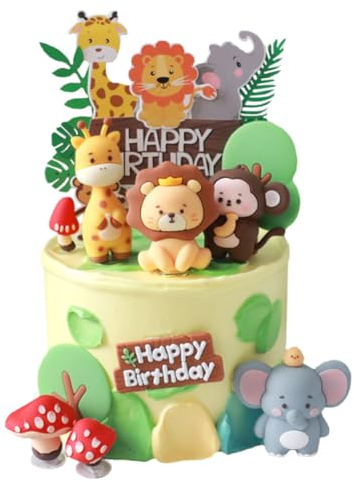 FELHPSP 6 PCS Animal Cake Toppers,Animal Cake Decorations,Realistic Animal Figures Toy Set,Animal Cake Ornaments,Educational Animal Figures Toy,For Kids Cake Home Car Decoration Birthday Gifts