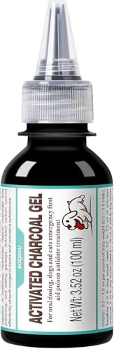 ROZJOVU Activated Charcoal Gel for Dogs for Poisoning, 100 ml Dog First Aid Activated Charcoal, Quickly Absorbs Toxins Ready Rescue for Dogs， Supports Diarrhea & Gas Relief