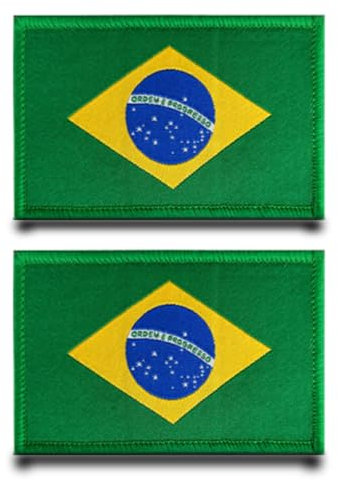 2 Stück Brasilien Flagge Patch Abnehmbare Aufnäher mit Stickereiverschluss Taktisch Militär Patch Applikation für Taschen Rucksäcke Weste Hundegeschirr Draussen Kleidung Jacke Jeans