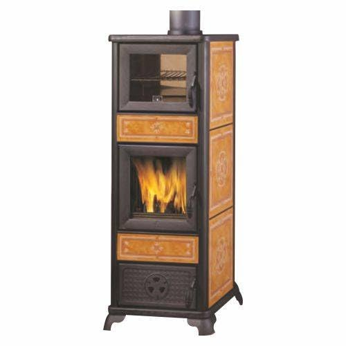 Kaminofen mit italienischem Ofen Kamini Modell Dafne (Lederfarbe)