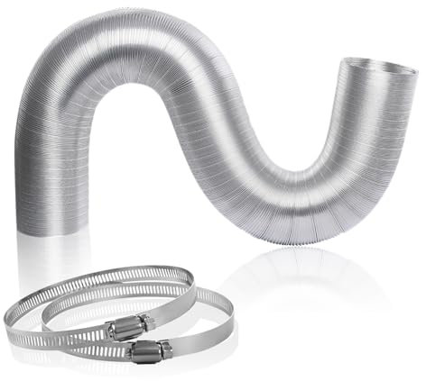 Tuyau d'échappement 100 mm x 3 m en aluminium pur épais + 2 colliers de serrage en acier inoxydable pour hotte aspirante