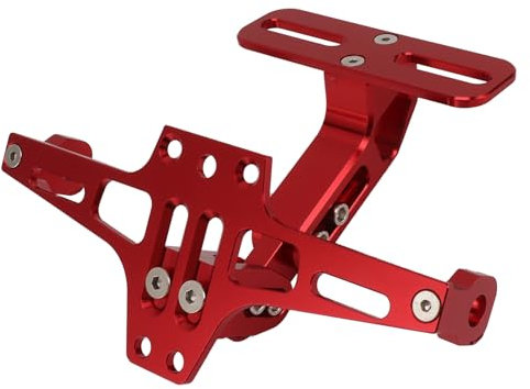 Staffa per Targa Moto, Porta Targa Moto Regolabile in Lega di Alluminio CNC per Moto ATV (Rosso)