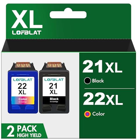 LOFBLAT 21 22 XL Druckerpatronen XL Ersatz für HP 21 22 Patronen für HP Deskjet F380 4180 D1455 2460 2430 2360 2330 1560 3930v 3940v PSC 1410v 1410xi 3180 Fax Officejet 4315 J3680 (2-Pack)
