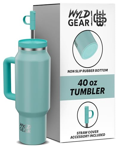 Wyld Gear - Wyld Syde Travel Tumbler 40 oz (1200 ml), Breeze | Heiß & Kalt | Isolierflasche mit bruchfestem Strohhalm | geeignet für Getränkehalter | auslaufsichere Thermosflasche | BPA-frei