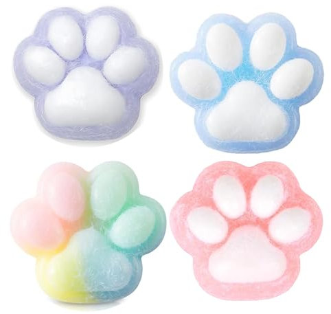 Katze Pfote Fidget Spielzeug - 4 Stück Lustige Neuheit Niedliche Tiere Stress Relieving für Jungen und Mädchen Geburtstagsparty-Geschenke