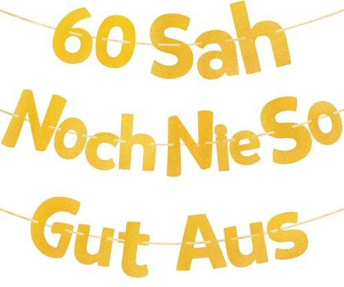 60 Geburtstag Deko Banner, Deko 60. Geburtstag Frau, 60 Sah Noch Nie So Gut Aus Girlande, Geburtstagsbanner Geburtstagsdeko Männer Frauen, Goldfarben Glitzer-Banner für 60 Mann